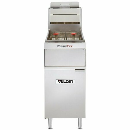 VULCAN VFRY18-NAT Natural Gas 45-50 lb. Floor Fryer with Solid State Analog Controls - 70000 BTU 901VFRY18N